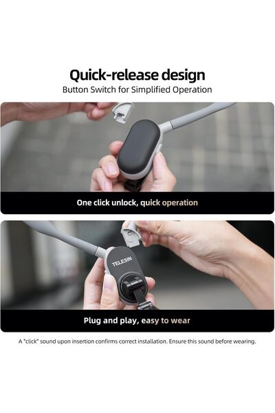 TELESIN حامل هاتف مغناطيسي للرقبة - حامل يدور 360 درجة بدون استخدام اليدين لمدوني الفيديو وتسجيل الفيديو