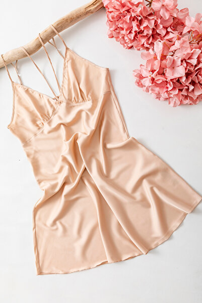 nisaNCa Boxed Silk Textured Luxury Satin Nightdress – Elegant Nightdress with Adjustable Straps, Lace Detail, Dowry