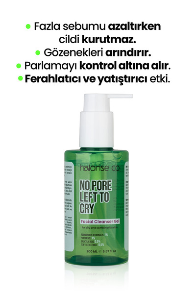Halorise co. Akneli,yağlı Ve Karma Ciltler Için Karşıtı Çay Ağacı Özlü Yüz Temizleme Jeli-200ml