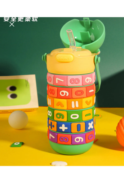 CNSZ Termos özellikli Matara / Suluk /Bpa içermez/ sert silikon pipetli / korumalı kılıflı /316 paslanmaz