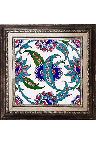 Armada Çini 20x20 Cm Ac 1 Hançer Yaprak Çerçeveli Kütahya Çini Pano
