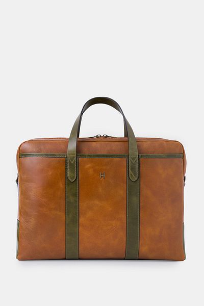 HELMBROOK Benedict Genuine Leather Men's 15.6" Two-Compartment Laptop Bag
