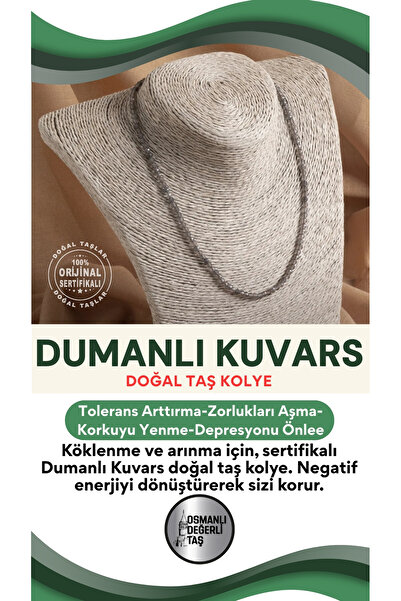 OSMANLI DEĞERLİ TAŞ Sertifikalı Dumanlı Kuvars Doğal Taş Kolye