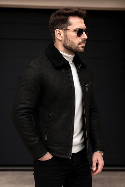 Delpino Men's Suede Leather Coat - Fur Jacket