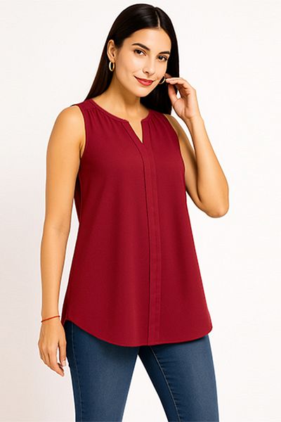 dorbe women’s sleeveless split v neck high low hem casual work top blouse
