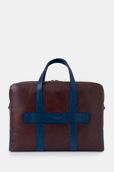 HELMBROOK Benedict Genuine Leather Men's 15.6" Two-Compartment Laptop Bag