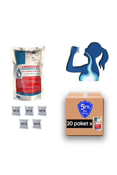 4s 5 Yıl Raf Ömrü ile Acil Durum Suyu Hayat Kurtaran (20 Paket x 500 ml.)