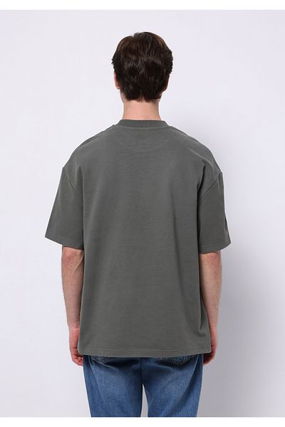 Colin's Oversize Fit Round Neck Plain Men's Green Short Sleeve T-Shirt