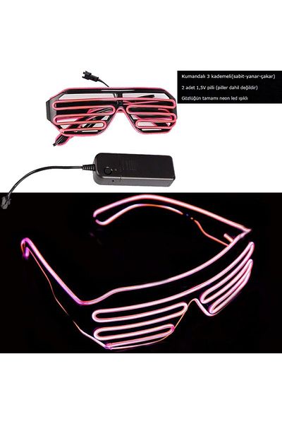 partidolu Cable Controlled Neon Perimeter Led Lighted Shutter Glasses Pink Color Hawa Retro Hallow