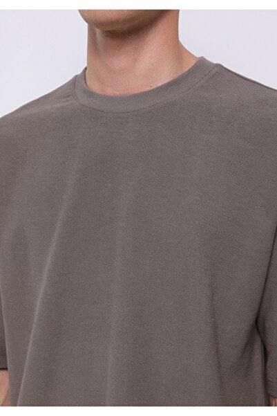 Colin's Oversize Fit Yuvarlak Yaka Düz Erkek Gri Kısa Kol Tişört