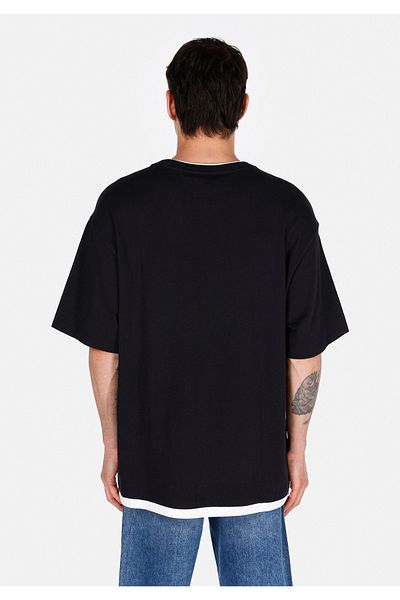 Colin's Oversize Fit Cotton Round Neck Plain Men's Black Short Sleeve T-Shirt