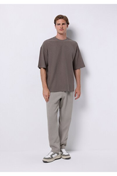 Colin's Oversize Fit Yuvarlak Yaka Düz Erkek Gri Kısa Kol Tişört