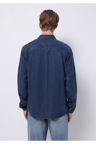 Colin's Regular Fit Classic Collar Plain Men's Blue Ecologic Long Sleeve Shirt