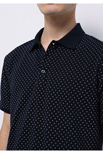 Colin's Regular Fit Polo Neck Printed Cotton Men's Navy Blue Short Sleeve T-Shirt