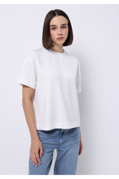 Colin's Regular Fit Round Neck Solid Women's White Short Sleeve T-Shirt