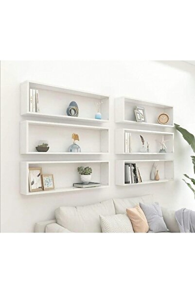 çevik mobilya Modern Duvar Rafı 6 Lı Beyaz