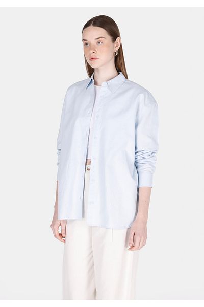 Colin's Relaxed Fit Shirt Neck Plain Women's Blue Long Sleeve Shirt