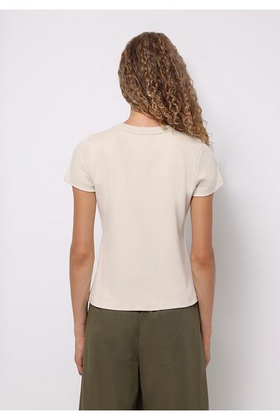 Colin's Slim Fit Round Neck Printed Women's Ecru Short Sleeve T-Shirt