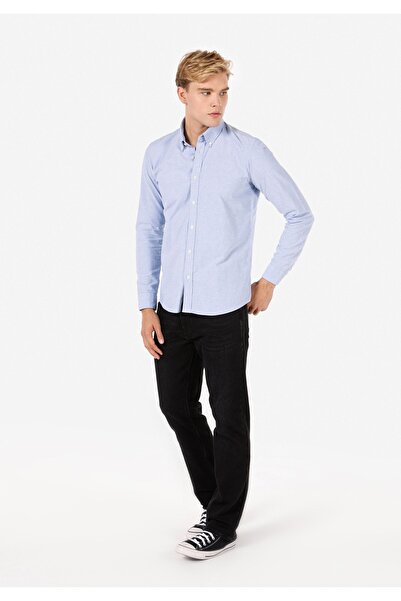Colin's Slim Fit Shirt Neck Erkek Mavi Uzun Kol Gömlek