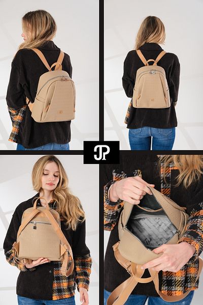 Just Polo Original Women's New Season Luxury Comfort Model Multi-Eye Trend Stylish Backpack with Adjustable Strap