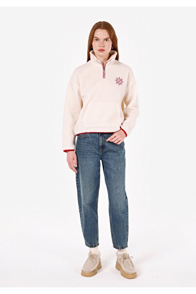 Colin's Regular Fit Fermuarlı Kadın Ekru Sweatshirt