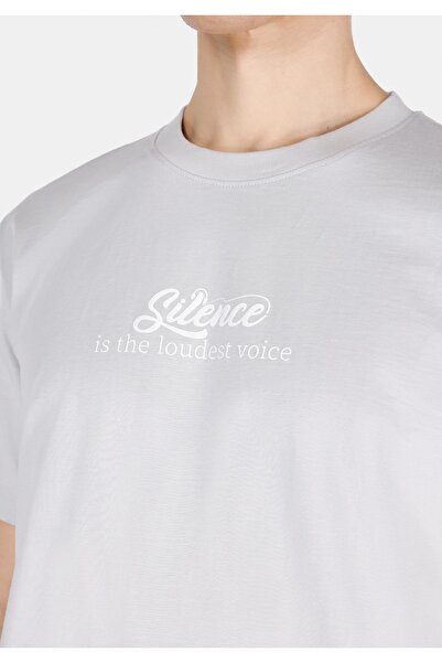 Colin's Comfort Fit Round Neck Plain Men's Printed Gray Short Sleeve T-Shirt