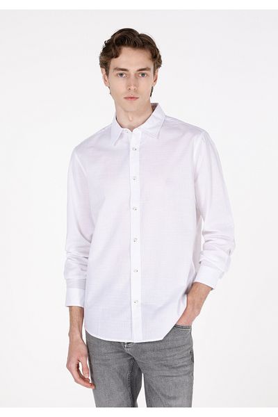 Colin's Regular Fit Shirt Neck Plain Men's White Long Sleeve Shirt