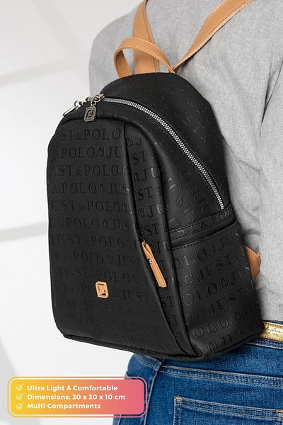 Just Polo Original Women's New Season Luxury Comfort Model Multi-Eye Trend Stylish Backpack with Adjustable Strap