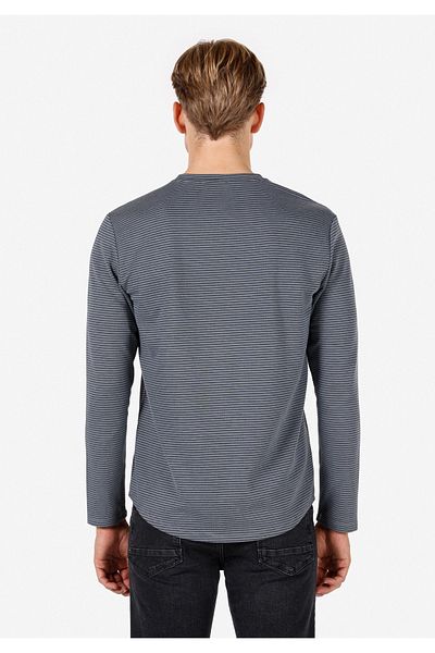 Colin's Regular Fit Round Neck Striped Men's Blue Long Sleeve T-Shirt