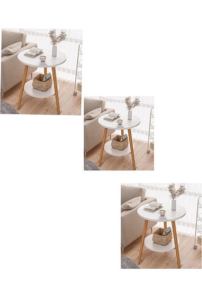 Solerconm Set of 3 Round 2-Tier Coffee Tables, Living Room Side Tables