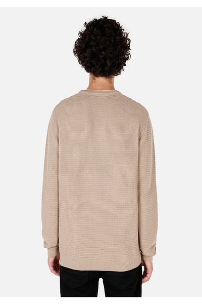 Colin's Regular Fit Round Neck Jacquard Men's Beige Sweater