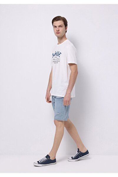 Colin's Regular Fit Orta Bel Düz Erkek Bleach İndigo Astarsız Denim Jean Şort