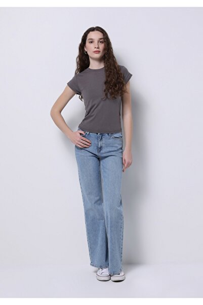 Colin's Сліп-фіт круглий комір прямий жіночий сірий короткий рукав футболка