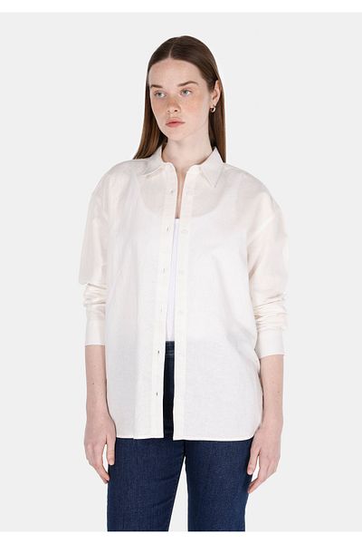 Colin's Relaxed Fit Shirt Neck Plain Women's White Long Sleeve Shirt