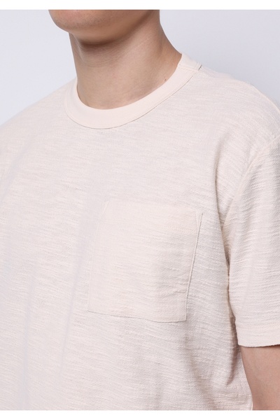 Colin's Комфортна кройка с обло деколте, равни ръкави, къс ръкав, джобове, цвят екрю