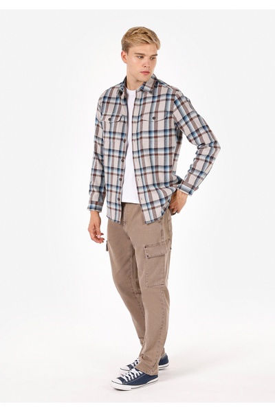 Colin's Comfort Fit Shirt Neck Ekoseli Erkek Çok Renkli Uzun Kol Gömlek