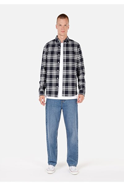 Colin's Сlim Fit Комуністичний комір Екосистемний Чоловічий Синій Довгий Рукав Сорочка