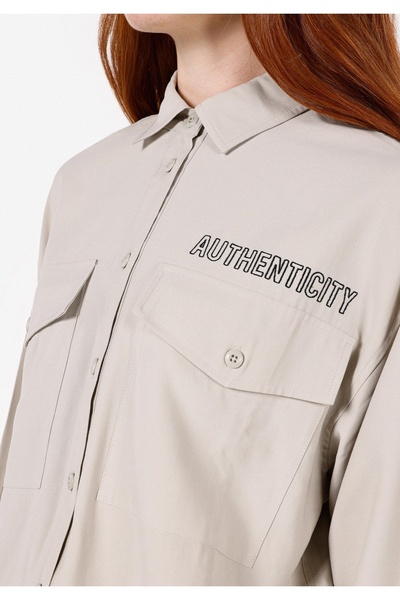 Colin's Regular Fit Shirt Neck Kadın Yeşil Uzun Kol Gömlek