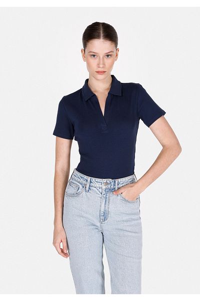 Colin's Slim Fit Polo Neck Plain Women's Navy Blue Short Sleeve T-Shirt