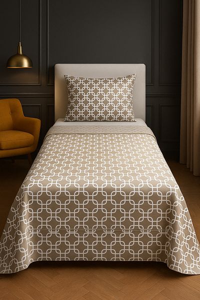 VİLERA HOME Cappuccino Star Chain ​​155*215 Double Way Multi-Purpose Bed Cover with Pillowcase
