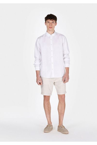 Colin's Regular Fit Mid Waist Straight Men's Linen Blended Stone Shorts