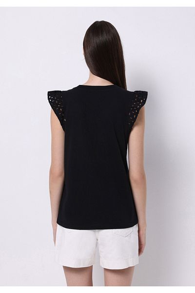 Colin's Regular Fit Round Neck Solid Women's Black Short Sleeve T-Shirt