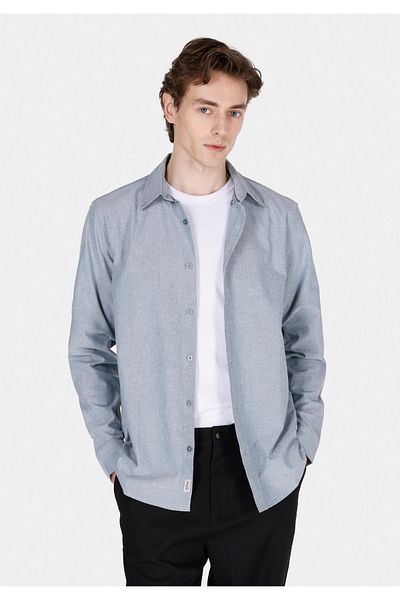 Colin's Regular Fit Shirt Neck Plain Men's Green Long Sleeve Shirt