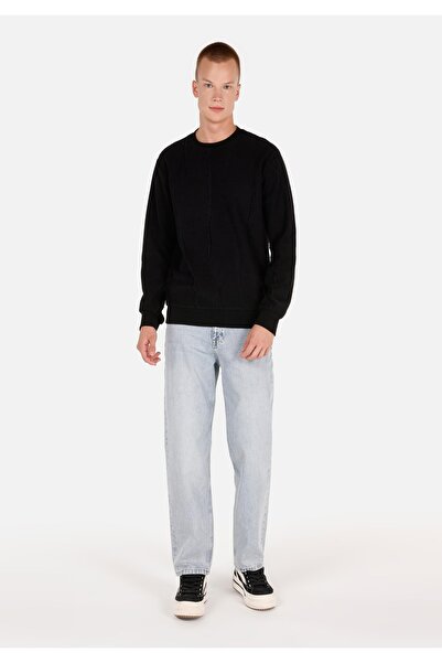 Colin's Регулярний крій, круглий виріз, прямий крій, без кишень, чоловічий чорний футболка з довгими рукавами