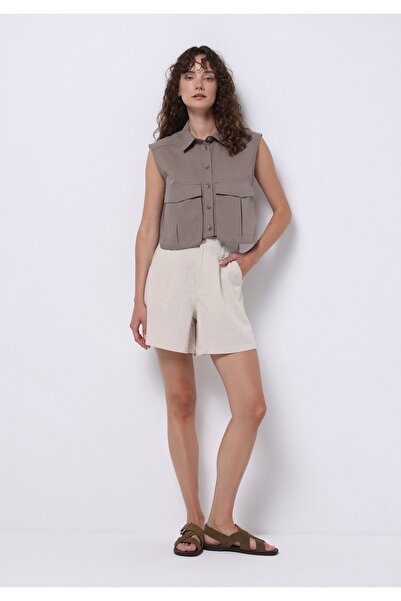 Colin's Regular Fit Yüksel Bel Düz Kadın Bej Şort