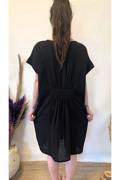 ARİNNASİDE Muslin V-Neck Front Detailed Dress