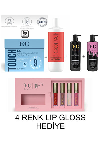 emrah çalışkan EÇ TOUCH VEGAN AÇICI + 30 VOL OKSİDAN + EÇ MOR ŞAMPUAN SET / 4...