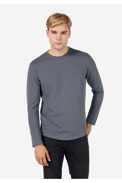 Colin's Regular Fit Round Neck Striped Men's Blue Long Sleeve T-Shirt