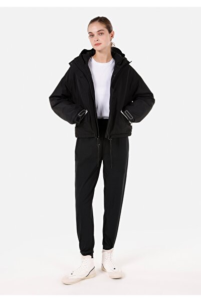 Colin's Regular Fit Kapüşonlu Kadın Siyah Mont