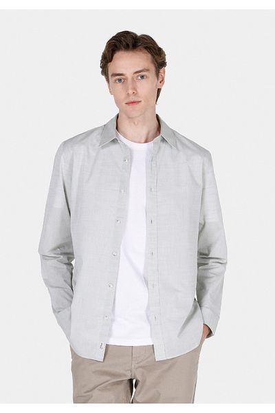 Colin's Regular Fit Shirt Neck Plain Men's Green Long Sleeve Shirt